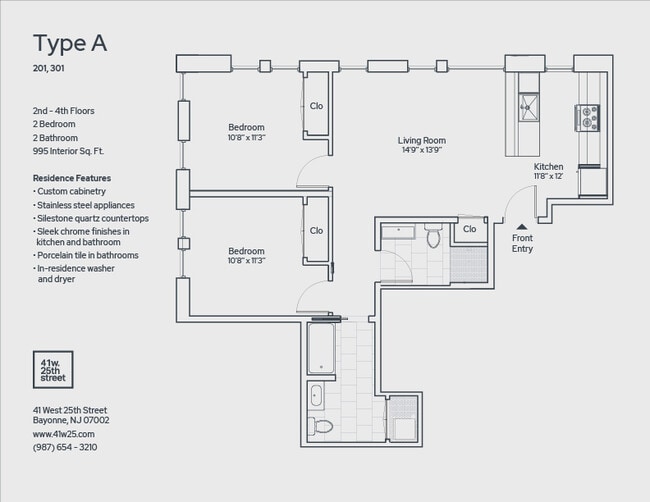 Type A Floor plan - 41 West 25th Street