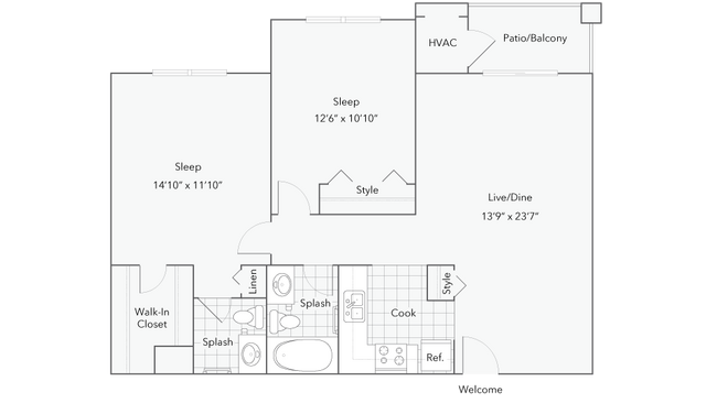 2BR x 1.5BA - Dean - Bridgeport Floorplan - ReNew Taunton Apartment Collection