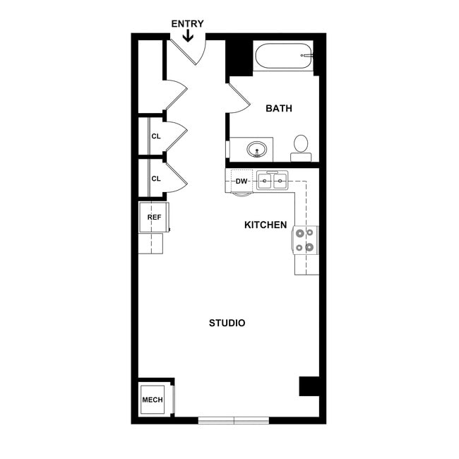 Studio Floorplan East Jefferson 2D - 7850 East Jefferson