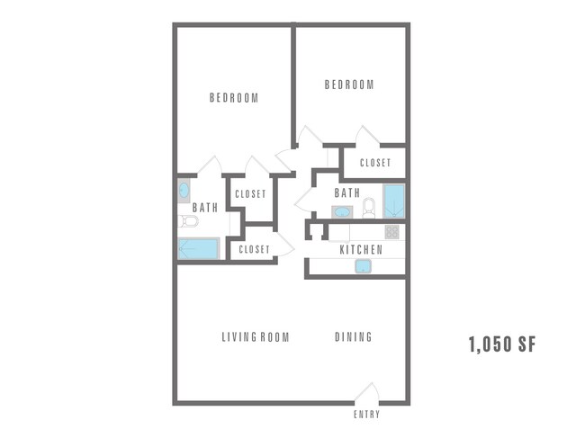 Nest Two bedroom, two bathroom 1050 square feet - Nest