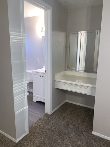 One Bedroom Townhome Vanity - Gulfwind Apartments