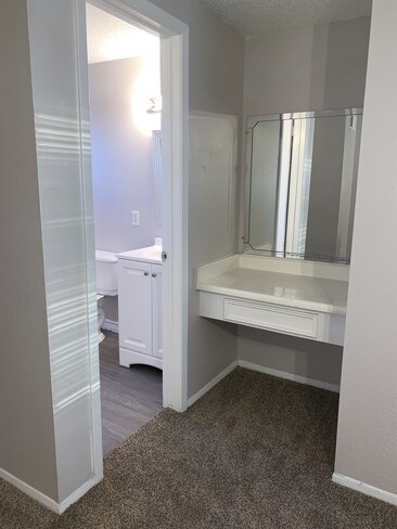 One Bedroom Townhome Vanity - Gulfwinds Apartments