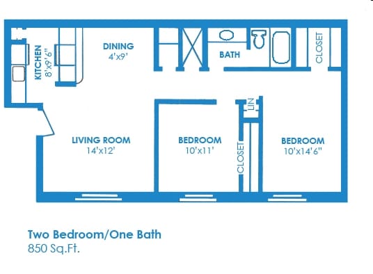 2BR/1BA - Villa del Sol Apartments