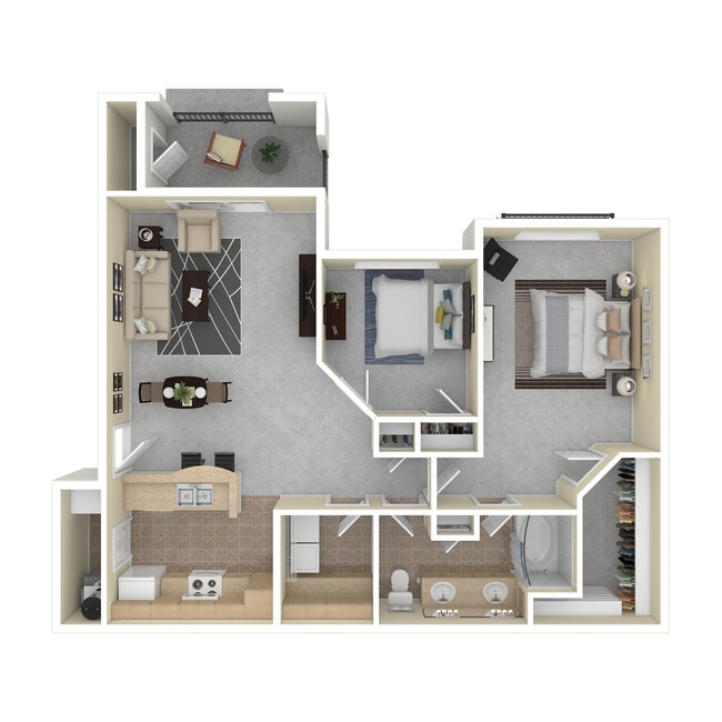B1 3D Floor Plan - Eastland Trails Apartments