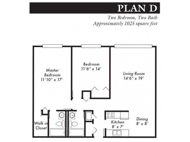 Plan D, 2-bed, 2-bath - Clifton Estates