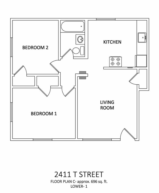 2x1 696 sq ft - Lower - Midtown Haven Apartments