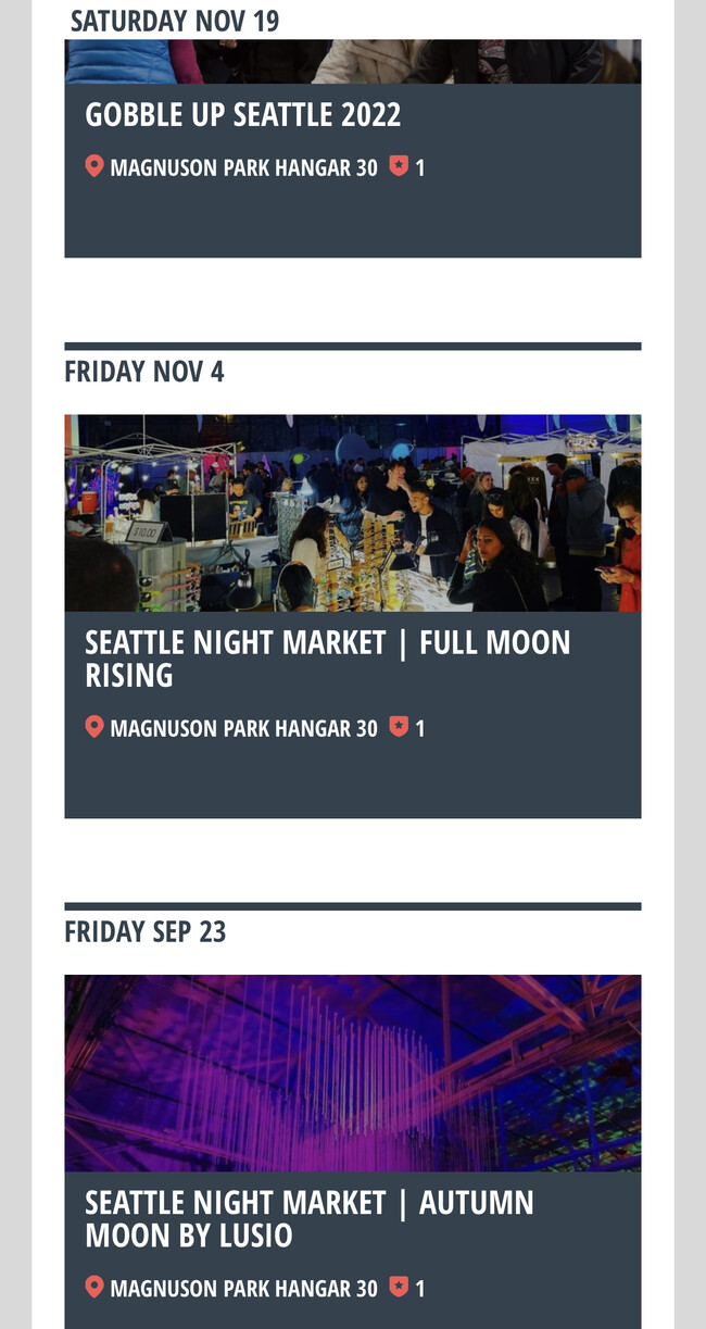 There are so many amazing events at Hangar 30 at Magnuson! No need to worry about parking - 7309 Sand Point Way NE