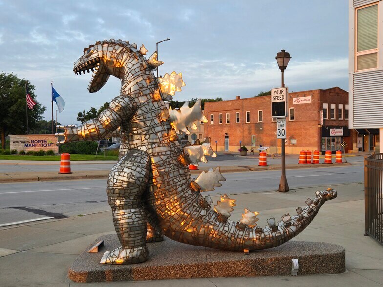 T Rex Sculpture on Corner - 200 Belgrade Ave