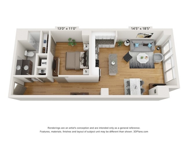 1-Bedroom 1-Bathroom | 920 sqft - The Collins