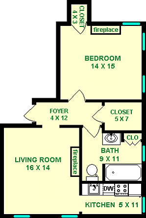 Bouvardia One Bedroom Floorplan - Baum Grove