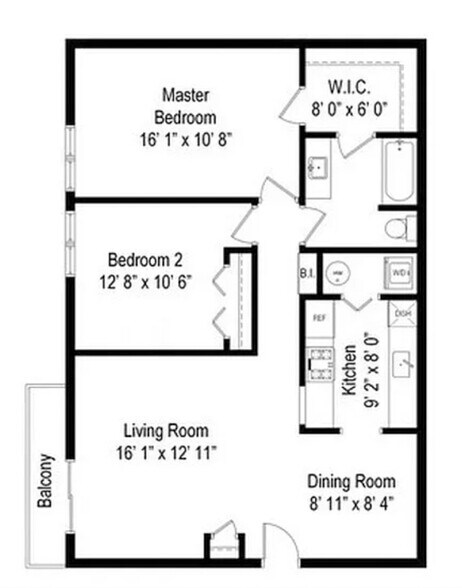 Floor layout - 800 N Lakeside Dr, 2B