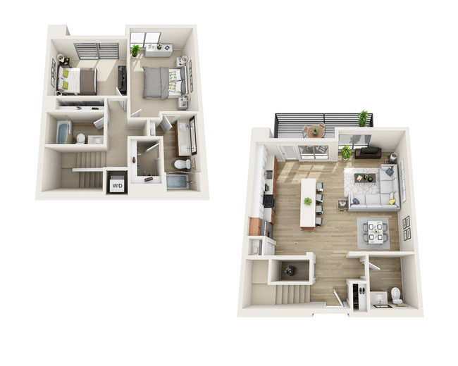 Two Bedroom Town Home B2.5TH Floor Plan - Katella Grand