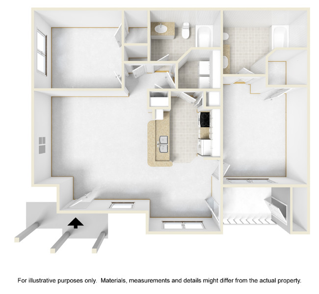 Large Ground 2 Bed Floor 3D - Highpoint at Pella