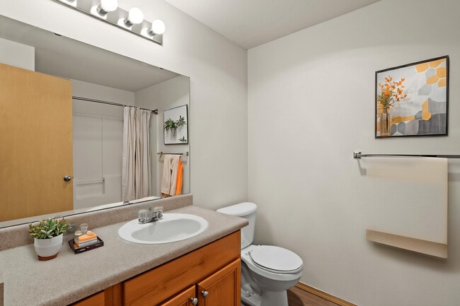 A clean and comfortable bathroom designed for your daily routine. - Villas at Lawrence