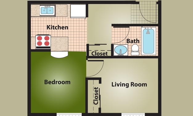 1BR/1BA - Berwick Apartments