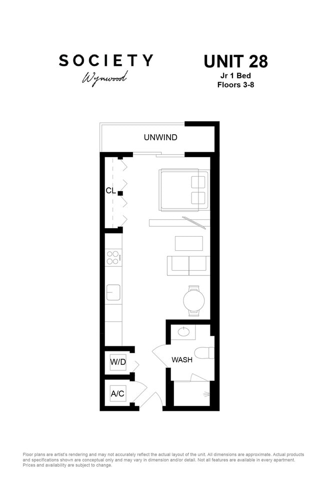 Jr 1 Bed - Unit 28 - Fl 3-8 - Society Wynwood