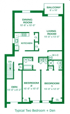 Two Bedroom + Den - Whiteland West Apartments