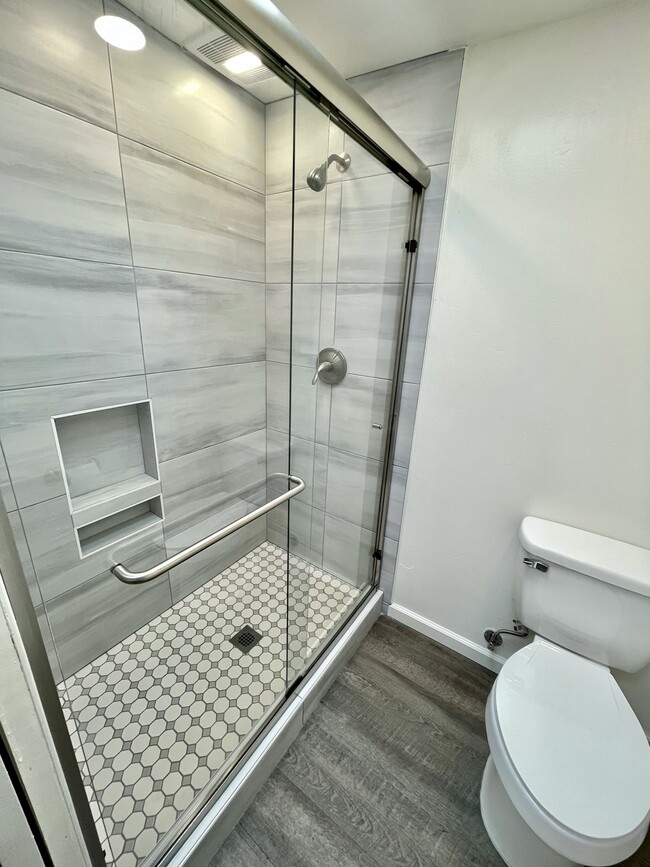 Modern walk in shower, 2nd bathroom - 610 N Horne St