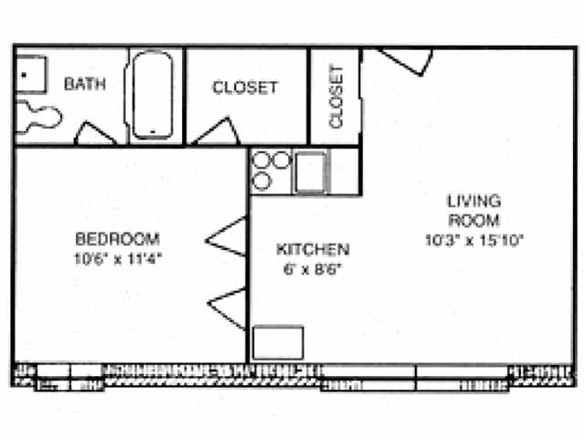 Barbizon One Bedroom Floorplan - Barbizon Apartments