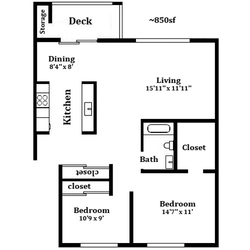 2BR/1BA - Canterbury Court Apartments