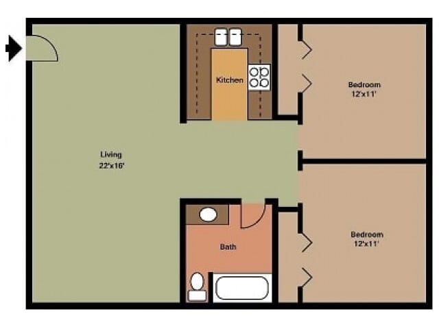 Embassy 2bd floor plan 2D - King's Apartments