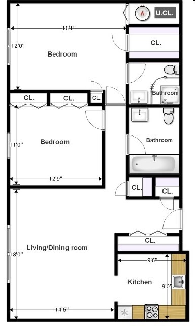 2BR/2BA - Rosalia Manor