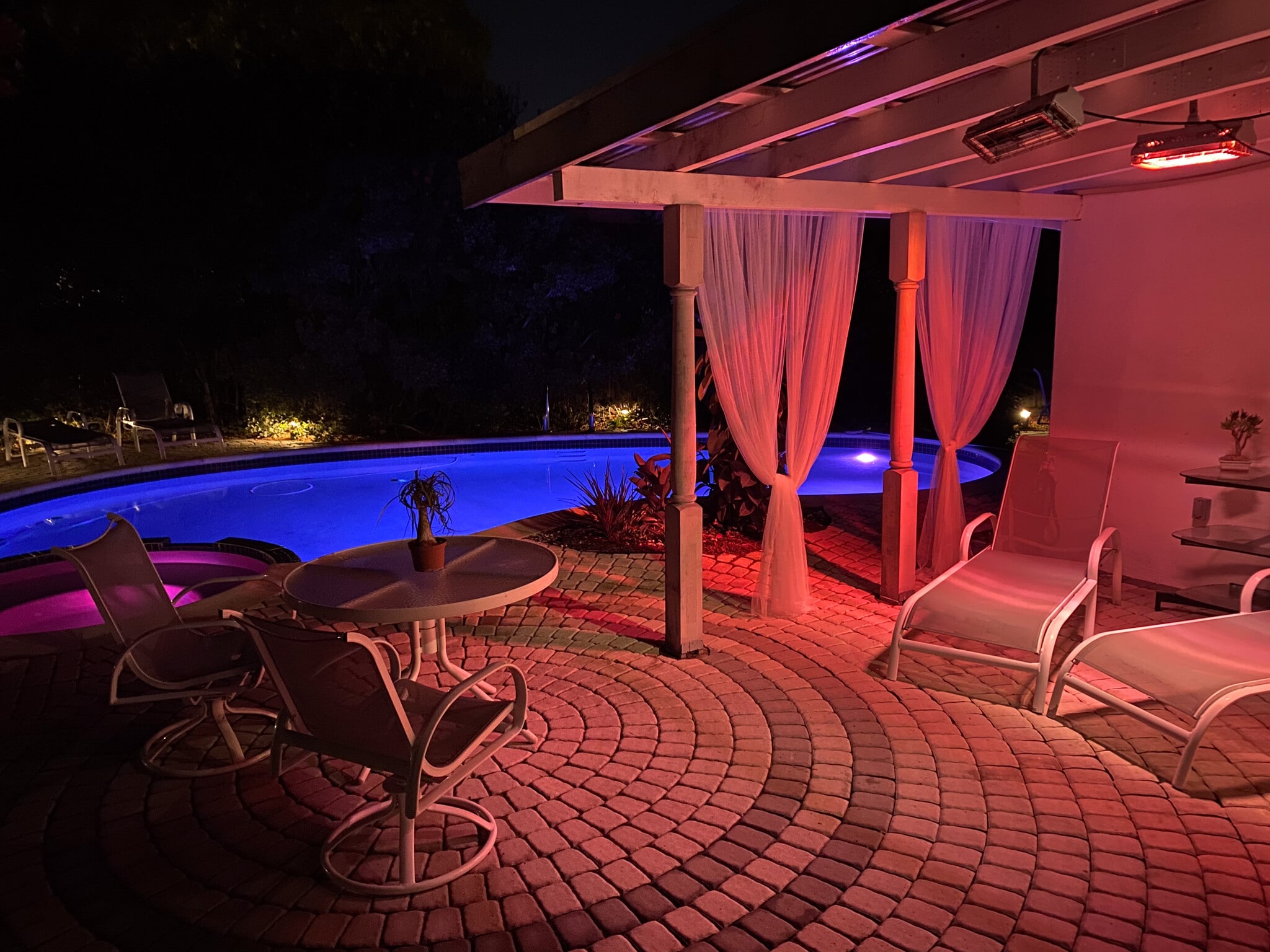 Pool area at night - 134 Tyler Ct