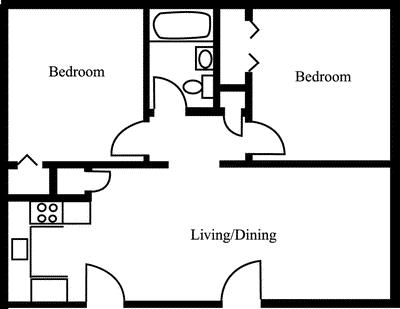 Two Bedroom sq ft 850-850 - Van Deene Manor