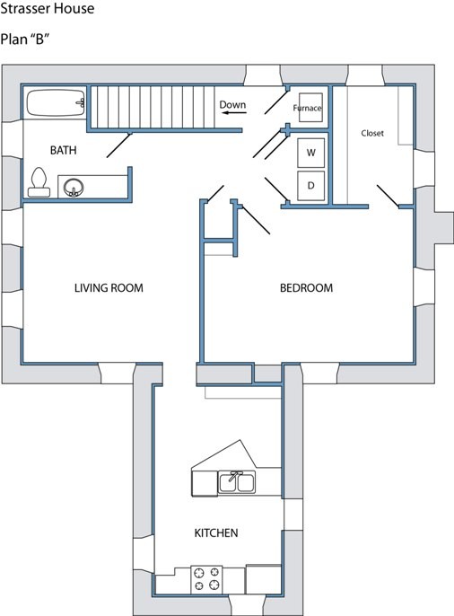 Strasser House - Unit B, 1 bed, 1 bath - Strasser Landing and House