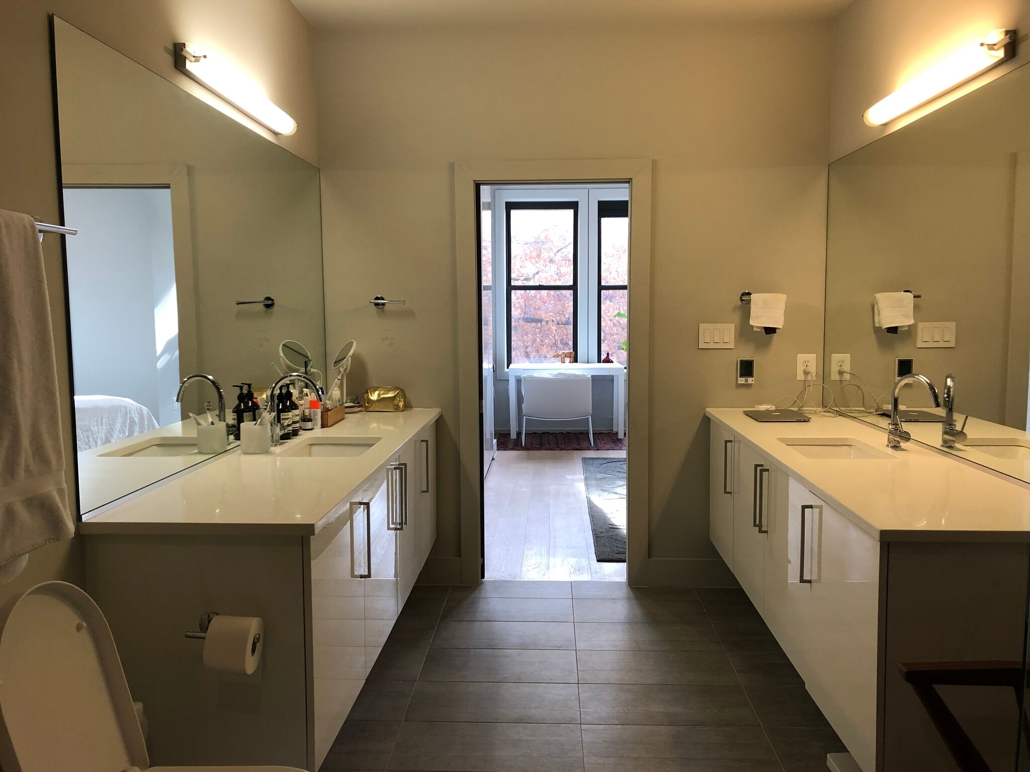 Primary bath, dual vanities - 1339 Irving Street NW Apt C