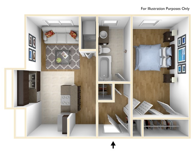 Junior One Bedroom Floorplan - Cloverly Park Apartments