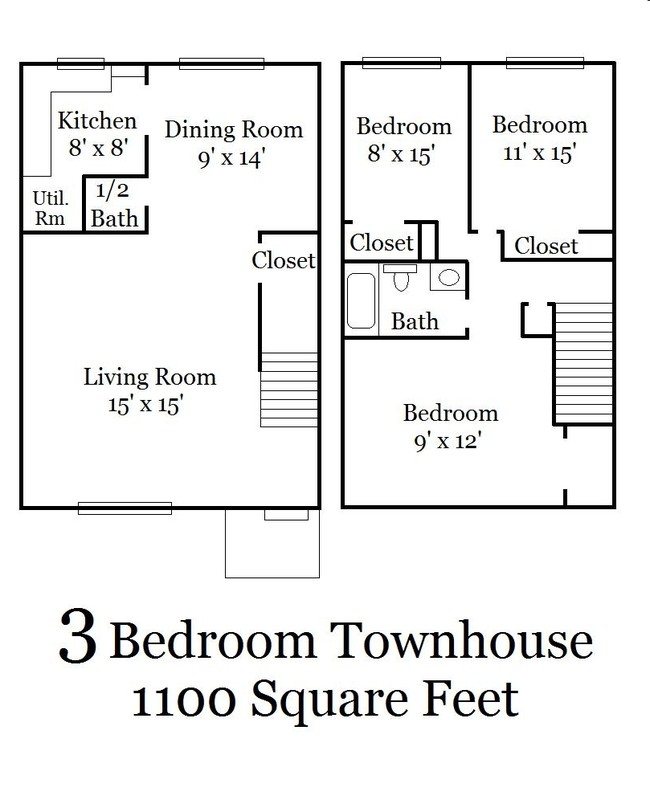 3BR/1.5BA - Roseland Townhomes