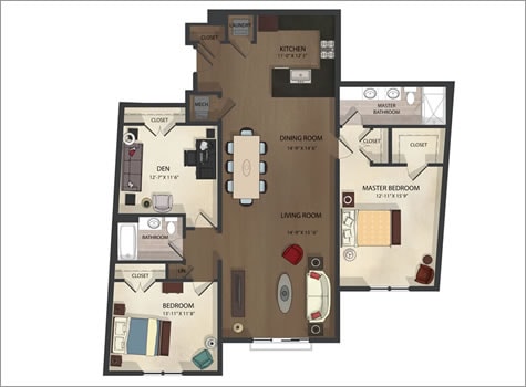 Floorplan - For Rent: Modern Luxury Living at 1201 S. Charles St– Your City Oasis Awaits!