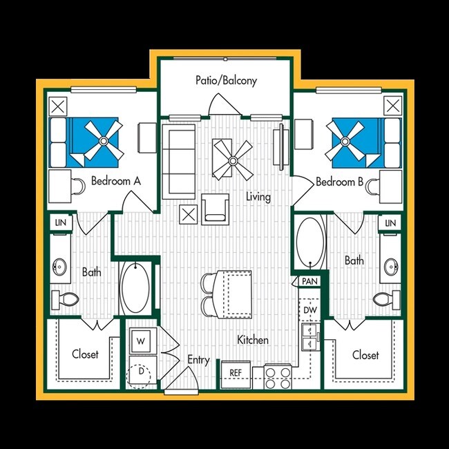 2 Bedroom | 2 Bathroom | 905 Sq. Ft. - Domain at Waco- STUDENT LIVING
