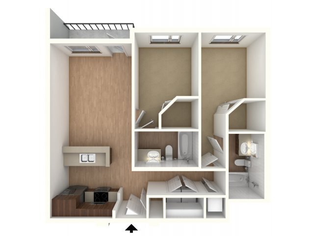 B3 - floor plan, unfurnished - Northside Apartments