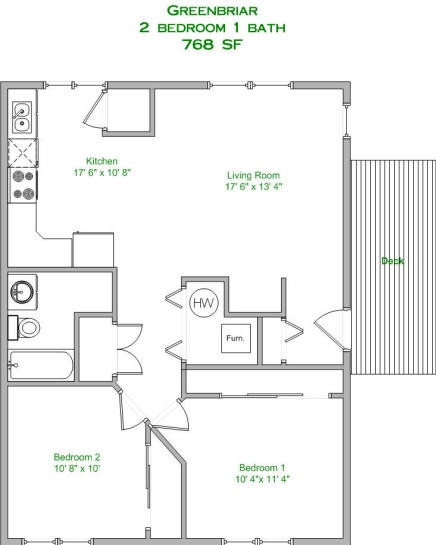 2BR/1BA - Greenbriar