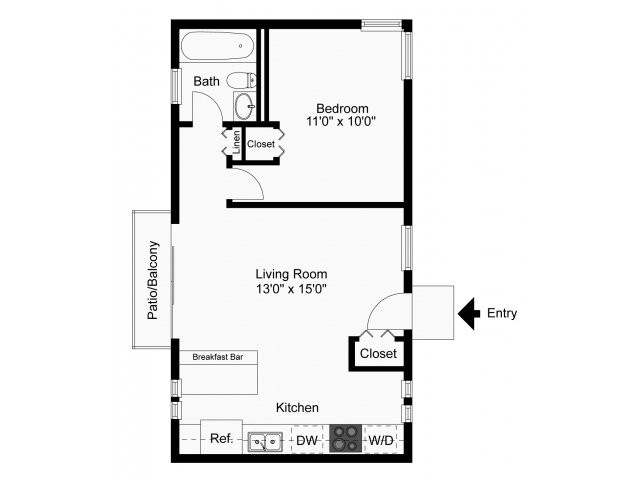 One bedroom floor plan - Greenville on 141 Apartments & Townhomes