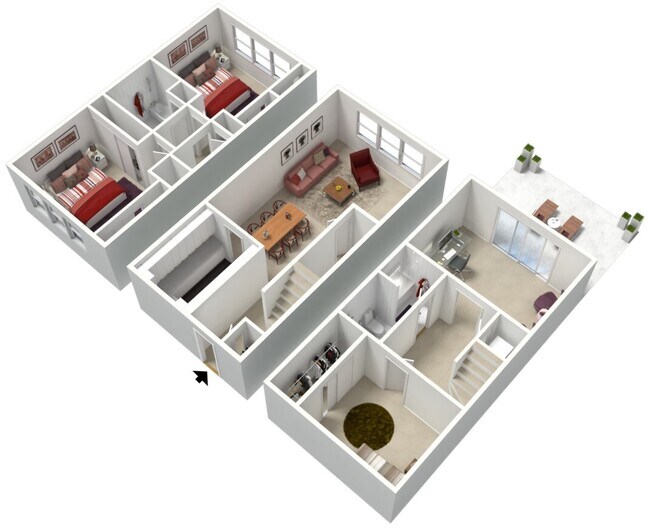 Rollingwood - 3B2B TH - 1600 sqft - Elm 3D Furnished.jpg - Rollingwood