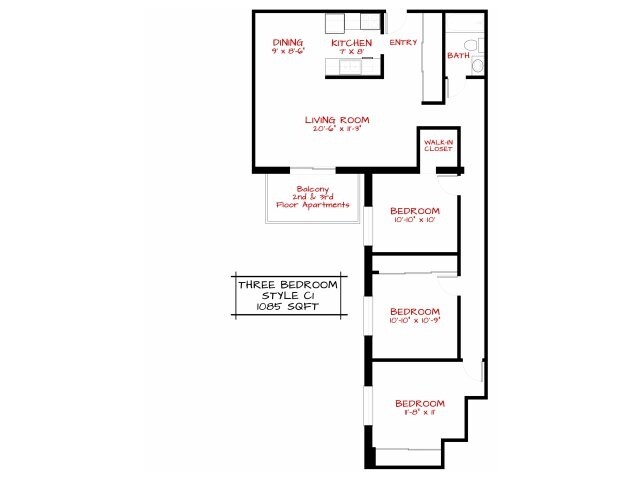 3BR/1BA - Meadowview Apartments