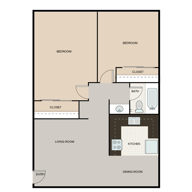 Studio 1 Bath 405 sqft - Fleur Apartments