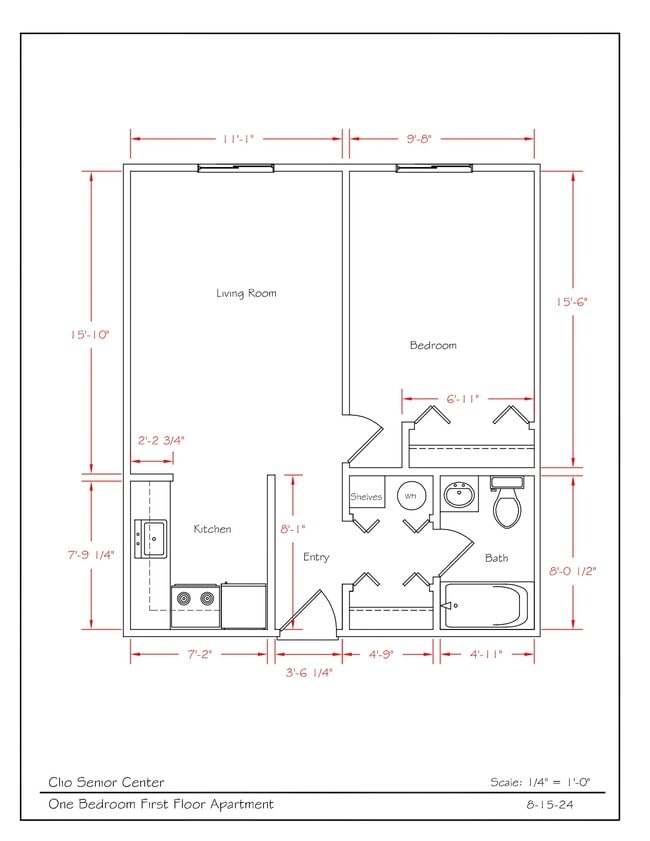 Unit Floorplan - Clio Senior Village