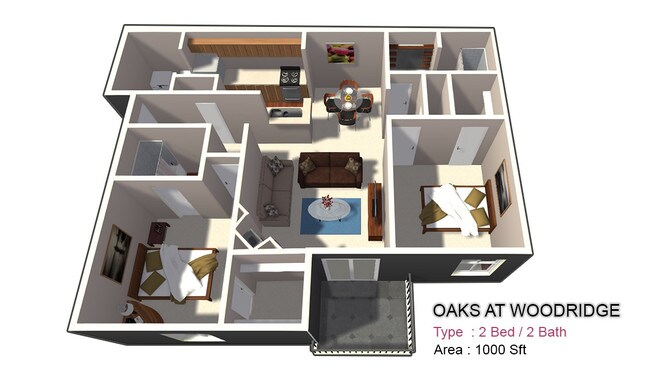 Two Bed / Two Bath - Oaks at Woodridge