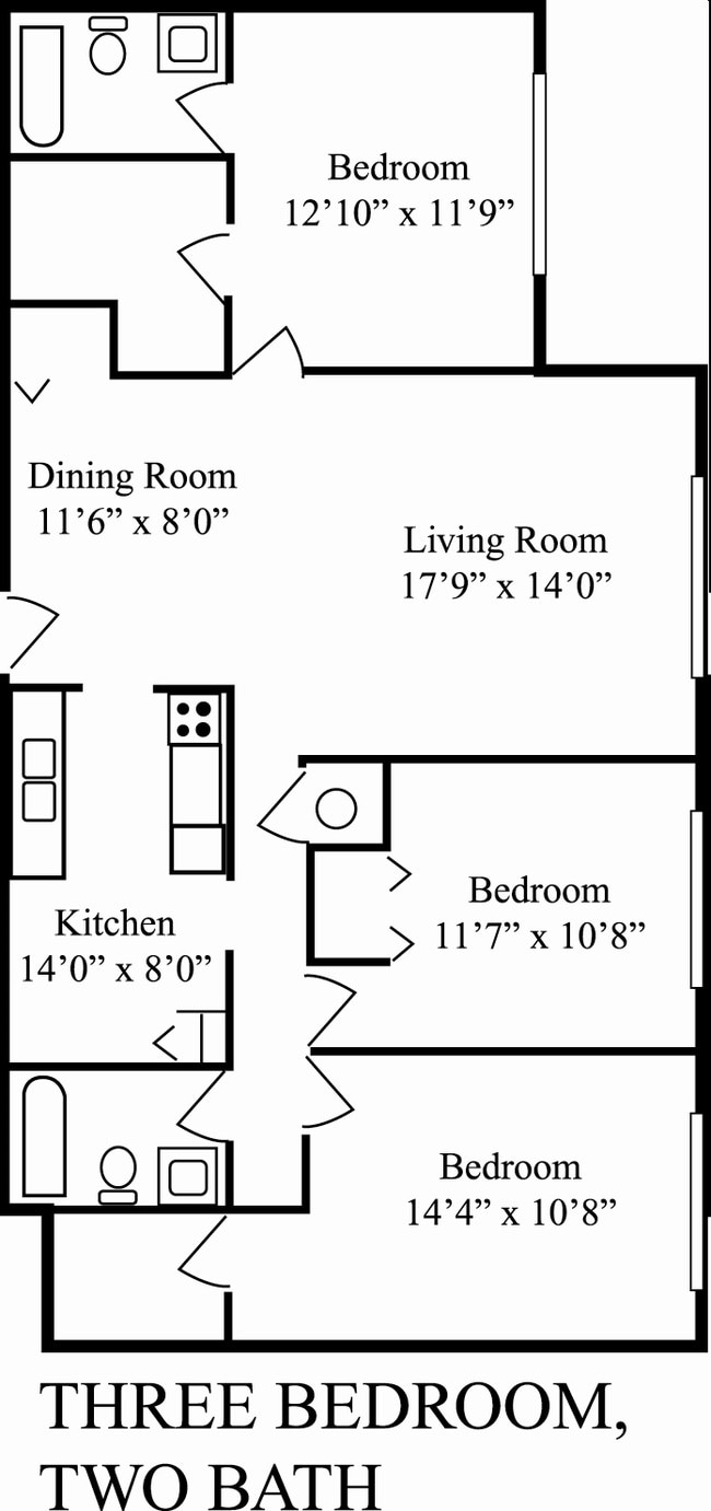 3BR/2BA - Promenade Apartments