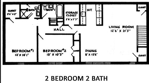 Two Bedroom Two Bath - Roseville House Apartments