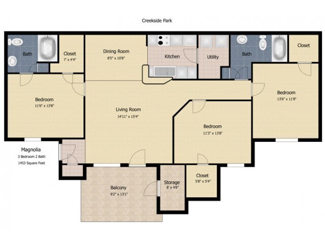 3 bedroom 2 bath - Creekside Park