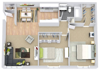 Two Bedroom - Metropolitan Lafayette Apartments