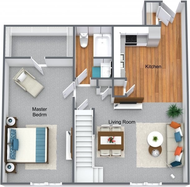 staged main level floorplan - 725 S Clinton St