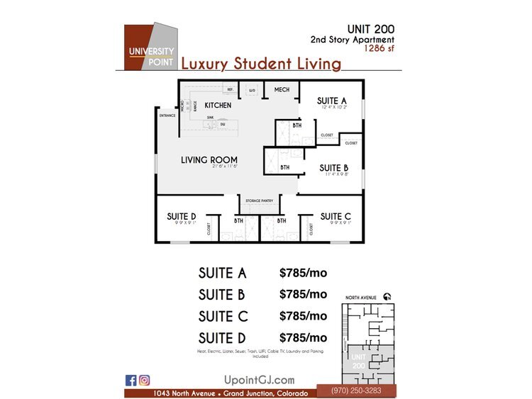 floor plan of unit 200 - 1043 North Ave