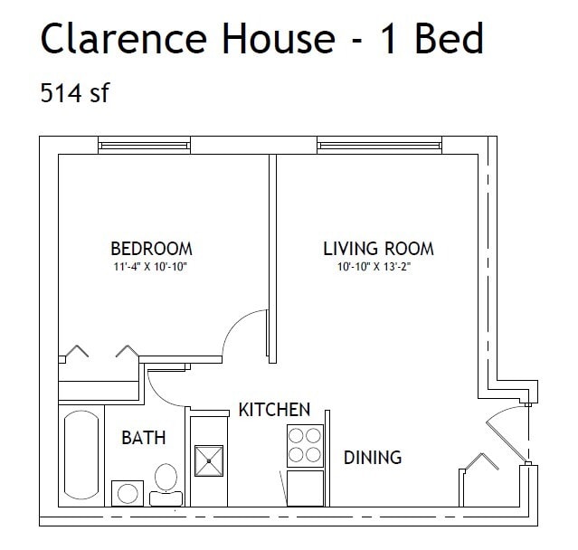 1 Bedroom Floor Plan - Clarence House