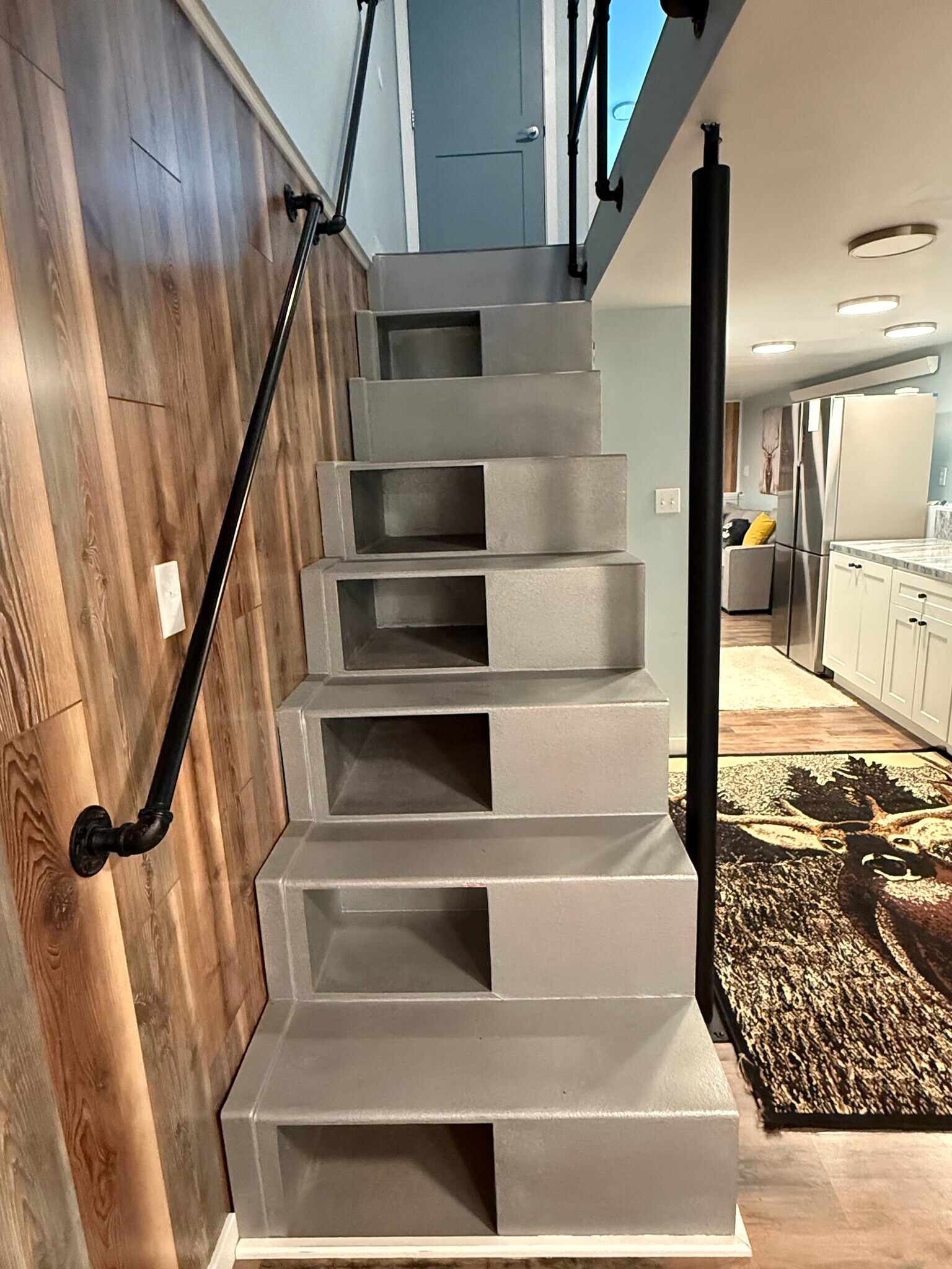 Custom stairs with storage - 18350 Cumbres Rd